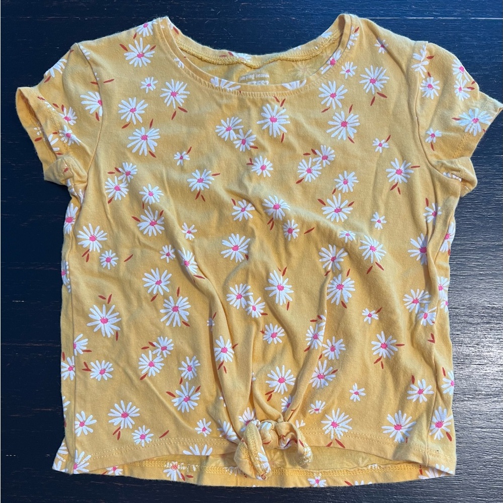 Girls Daisy Print Tie-Front Tee - Picture 2 of 6